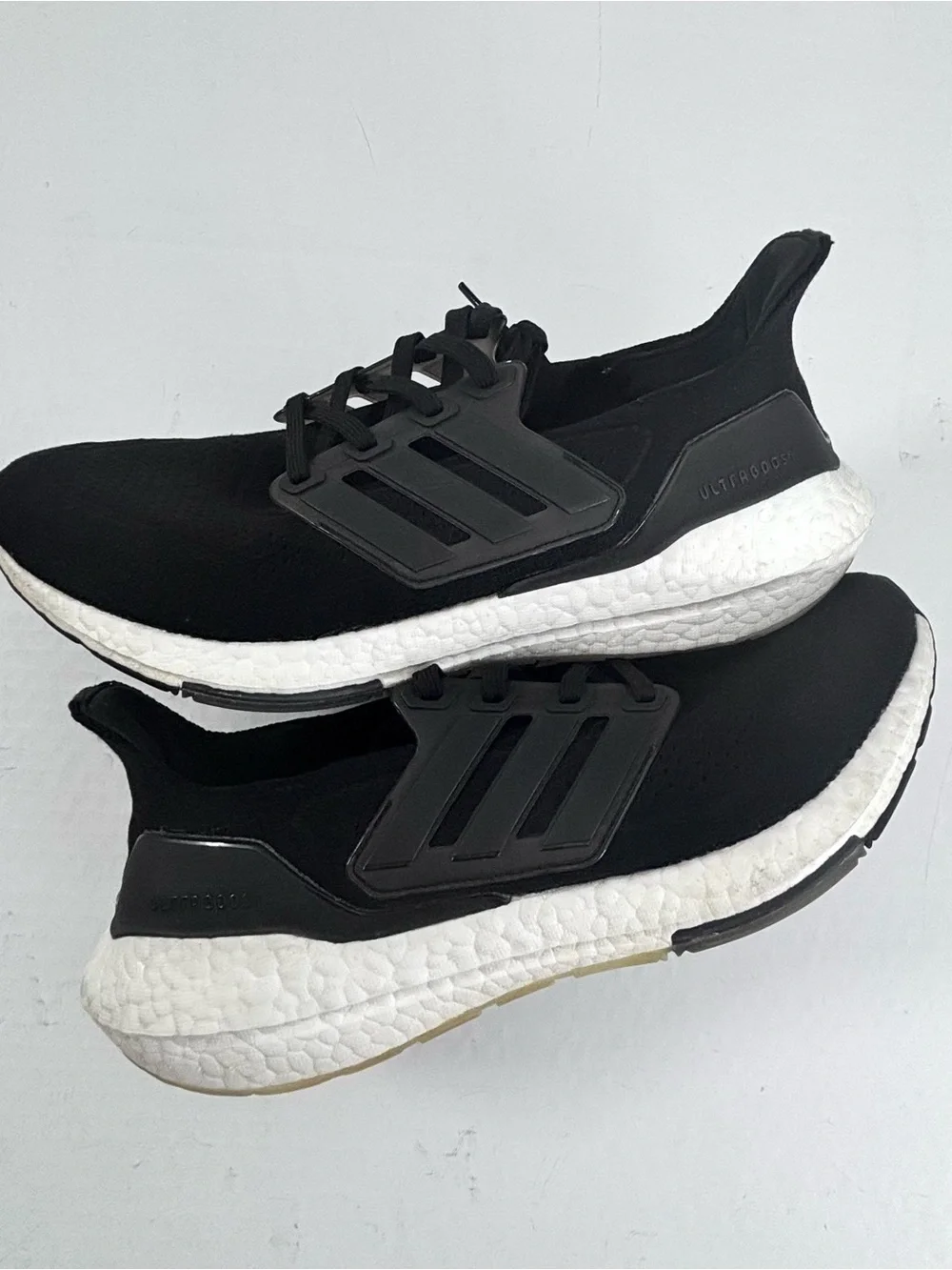 Women’s Adidas Ultraboost Black Athletic Running Sneakers with White Midsole 9